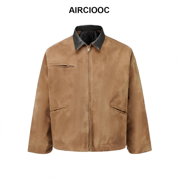 AIRCIOOC【西格玛】底特律麂皮工装复古美式夹棉短款休闲外套夹克男