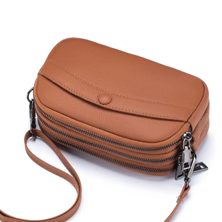 新款真皮时尚妈妈包手机包迷你简约斜挎包女高级感单肩女包三拉链