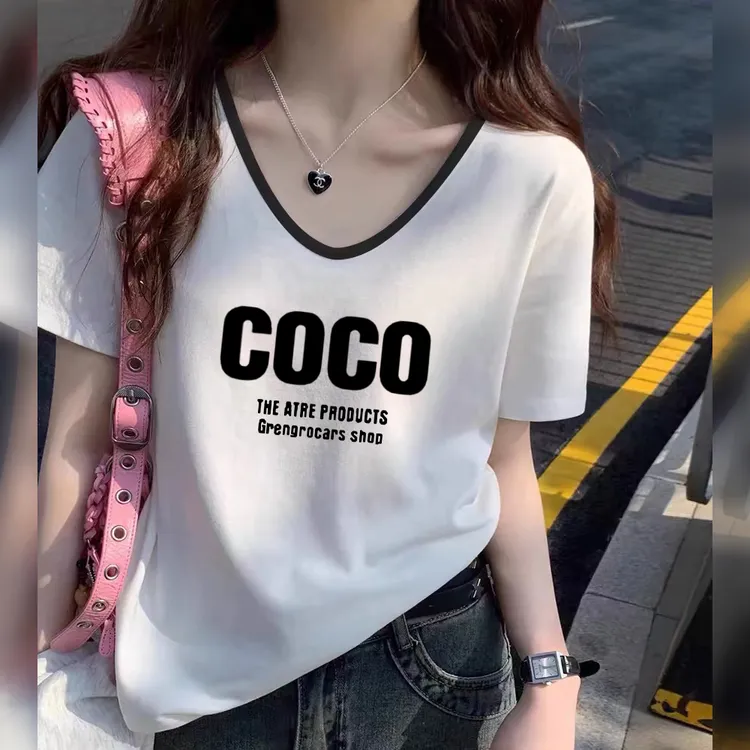2025新款正肩95棉短袖T恤女时尚百搭减龄显瘦白色上衣打底衫夏季