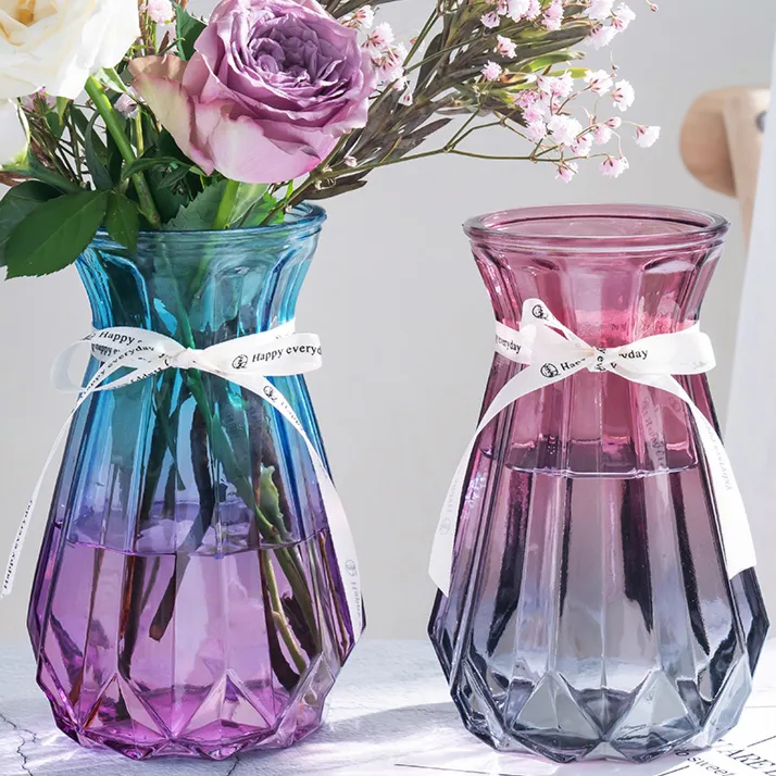 欧式创意玻璃花瓶透明满天星干花网红花瓶宜家用插花客厅装饰摆件