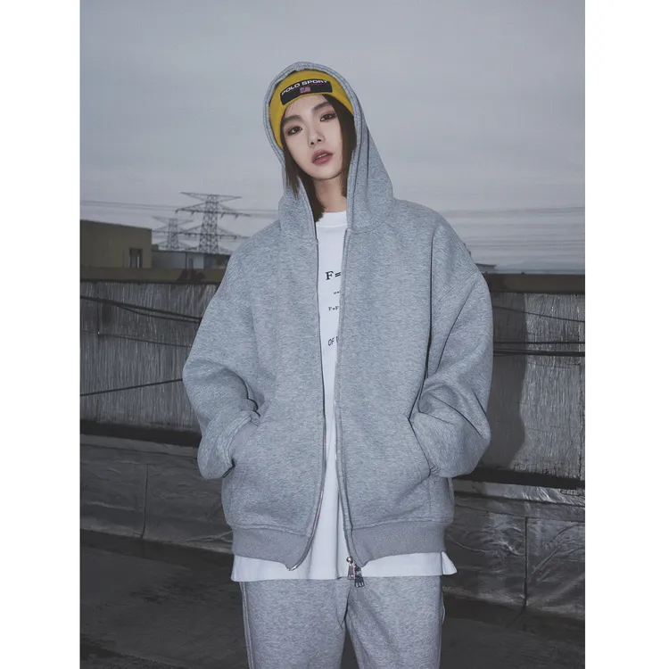 420G重磅春秋开衫卫衣男女同款情侣连帽宽松休闲外套百搭韩版长袖