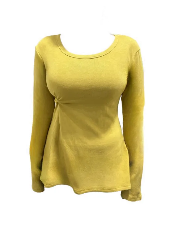 微胖mm纯欲辣妹侧抽褶长袖T恤女秋冬内搭磨毛打底衫显瘦掐腰上衣