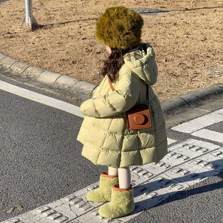 ABC韩国女童冬装棉服2024新款加厚宝宝儿童中长款夹棉外套反季