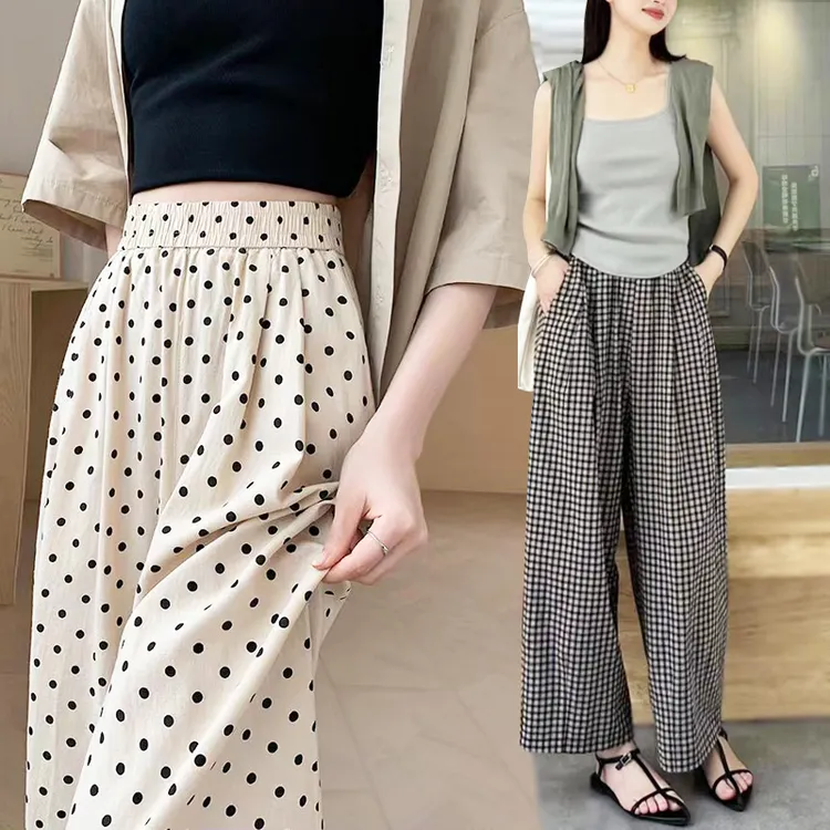 冀豫波点直筒款女设计师款小众慵懒风古甜酷撞色圆点阔腿裤