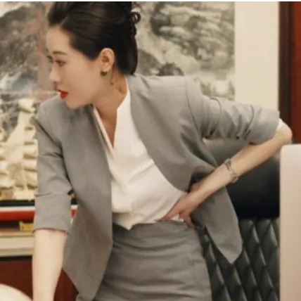 PMYYZ七分袖夏秋季气质时尚百搭显瘦职业修身女神款简约商务套装