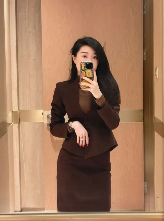 PM YYZ 棕色气质西服套装轻奢时尚百搭女神小众设计师法式秋冬