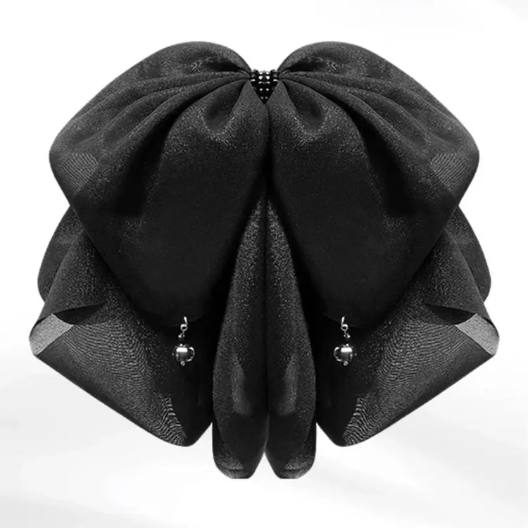 韩版发饰黑色三层蝴蝶结抓夹气质网红发夹蓬松感超仙发卡优雅头饰