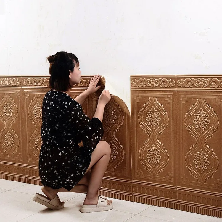 自粘墙贴3d立体墙裙墙围子防水防潮防霉贴纸护墙板装饰墙纸壁纸