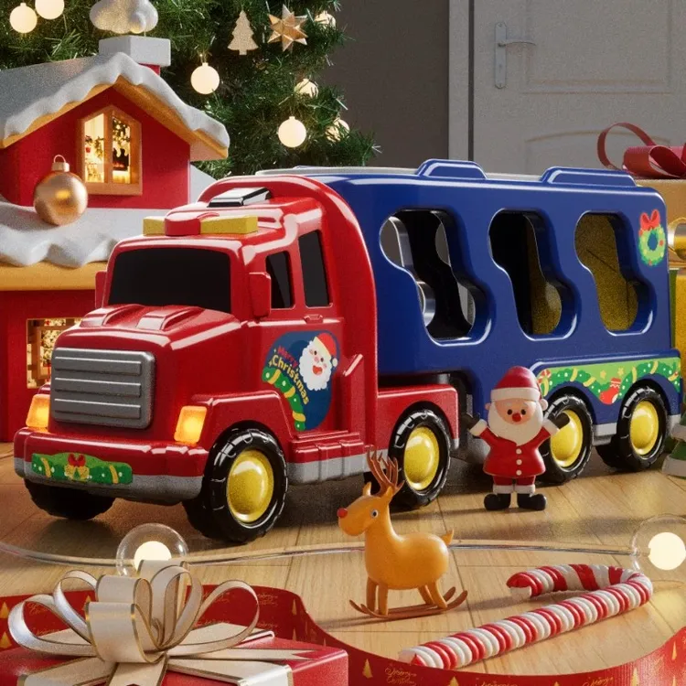 新款圣诞节礼物货柜车儿童玩具消防车收纳运输工程车小汽车男女孩
