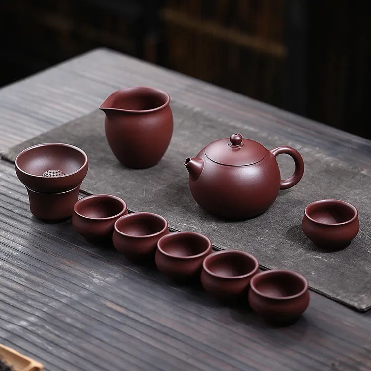 京峰阁宜兴紫砂壶茶具套装紫泥西施壶 高档纯全手工茶壶茶杯礼盒