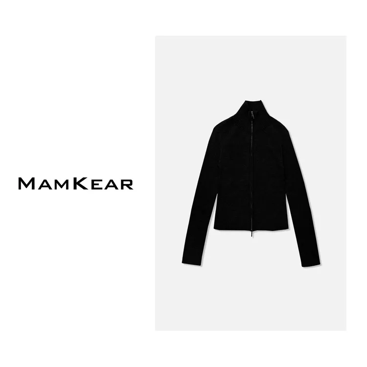 【可可专属】女装立领修身双拉链针织开衫/22624