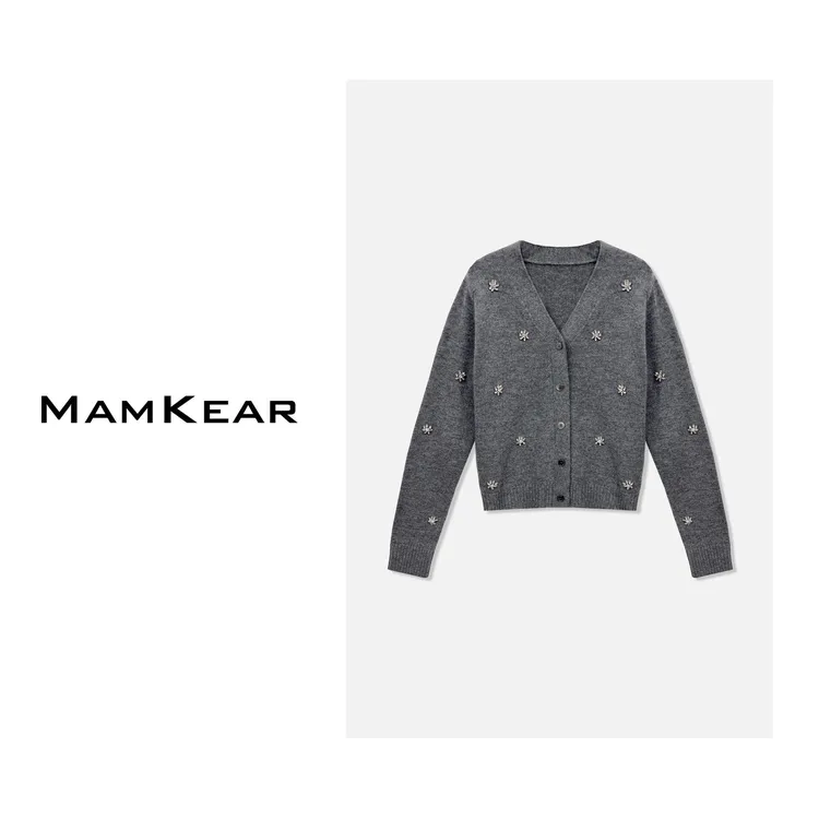 【可可专属】女款V领羊毛开衫针织外套/22850-qp