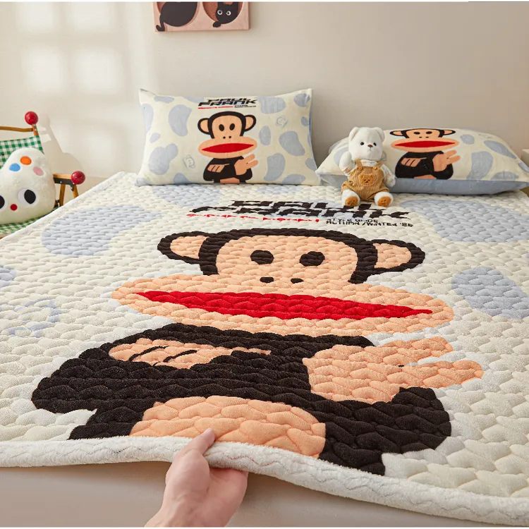 大嘴猴正版授权牛奶绒床护垫加绒床垫加厚榻榻米夹棉垫褥学生垫