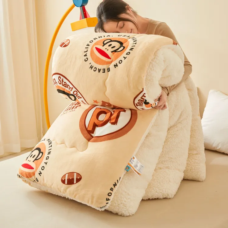 大嘴猴正版授权羊羔绒被被子冬被加绒加厚被芯保暖冬季冬天单人被