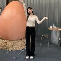 橘子树在哪儿轻微四面弹深色直筒牛仔裤女春秋复古高腰显瘦拖地裤