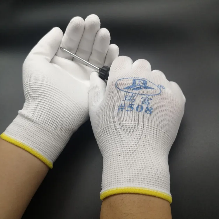 正品瑞富白pu508薄款涂掌防滑防静电无尘男女劳保手套