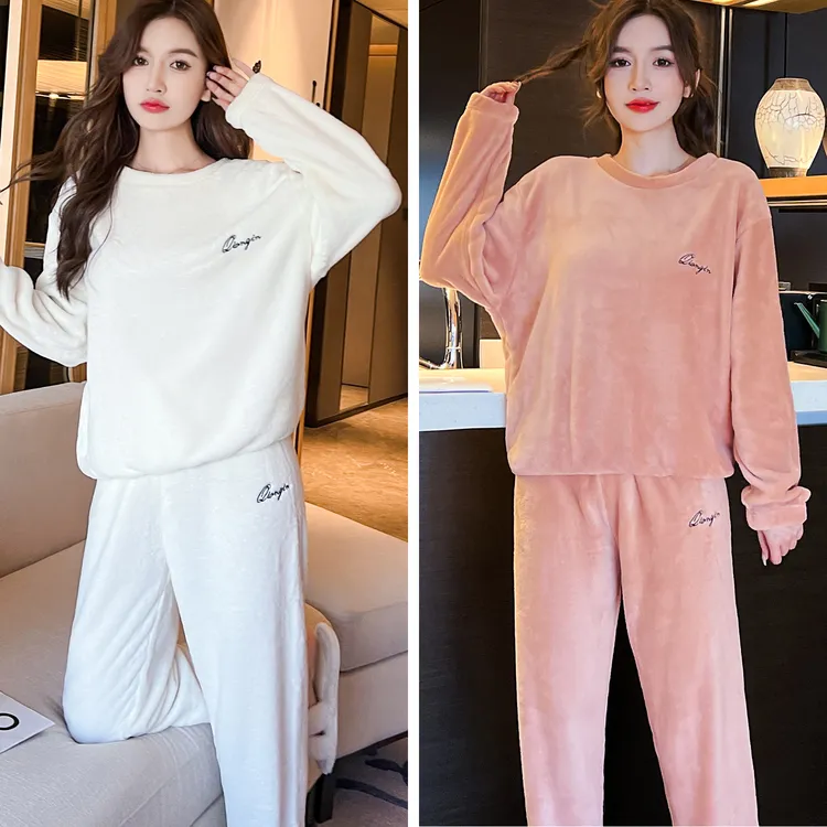 珊瑚绒睡衣女秋冬季法兰绒套装暖暖家居服冬季2025新款加厚加绒