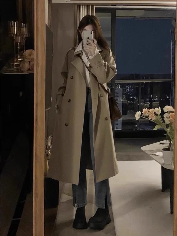 风衣外套女2024秋冬季小个子英伦风中长款今年流行御姐卡其色大衣