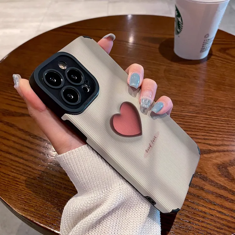 苹果15promax手机壳白底爱心14promax简约iPhone13小众12pm高级感