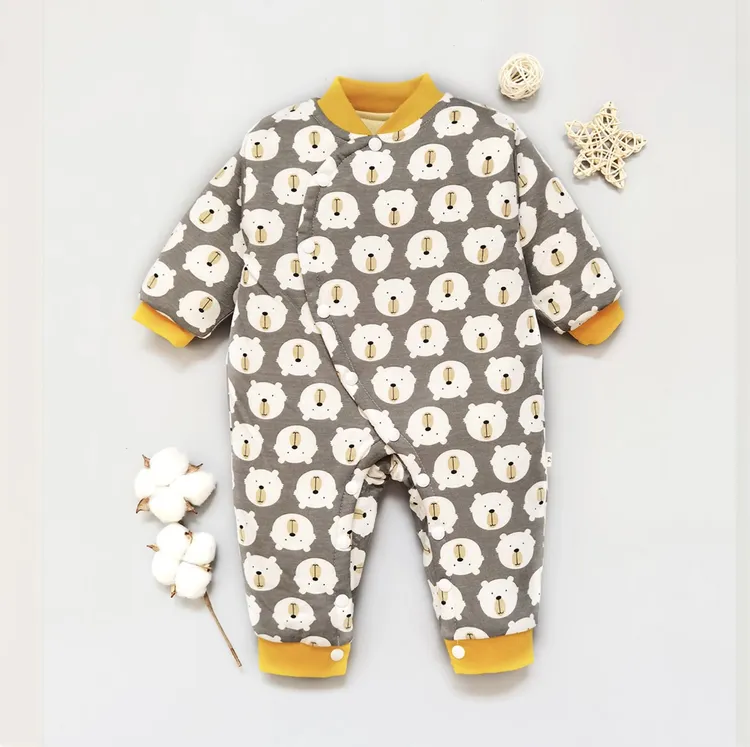 手工婴儿春秋衣服冬季加厚棉衣连体衣新生儿秋冬棉花儿童棉服套装