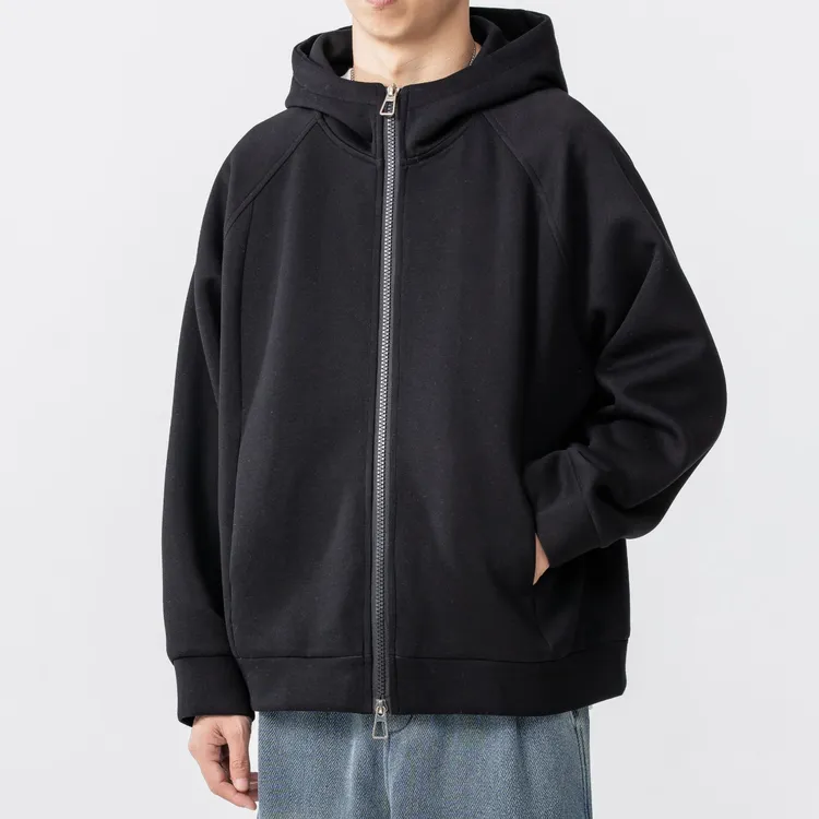 秋冬新款立裁版型连帽纯色百搭卫衣简约宽松潮流男士休闲长袖外套