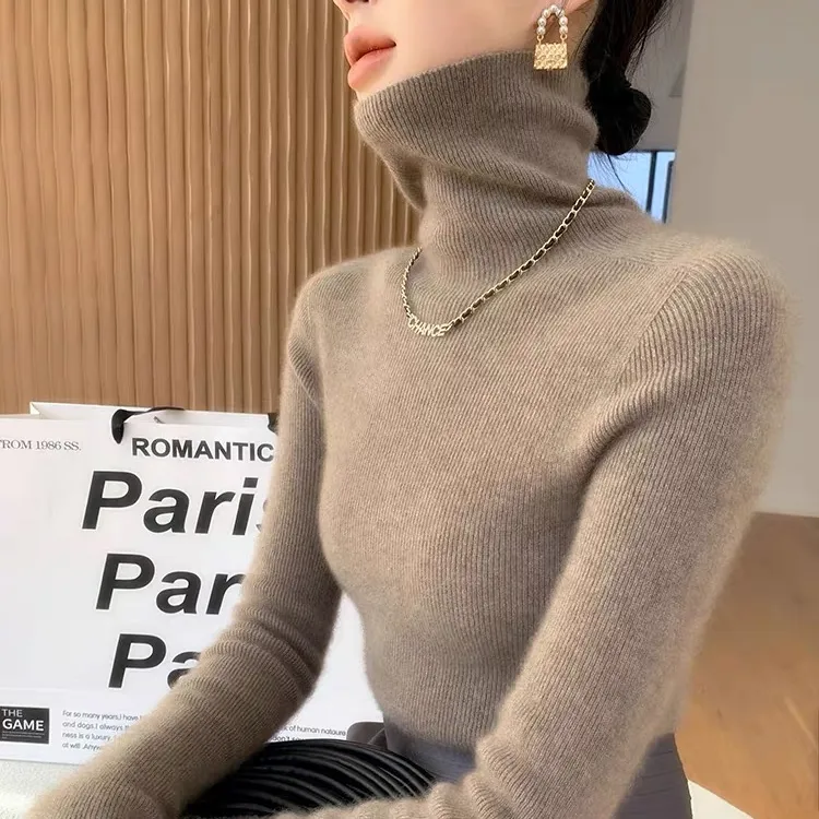 鄂尔都市牧王羊绒衫女无缝一线成衣修身高领保暖毛衣显瘦打底衫冬