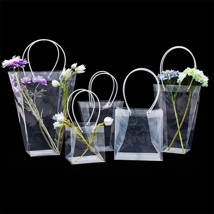 【花寻礼韵】手提插花袋透明防水袋鲜花花束包装袋PVC材质花艺花盒