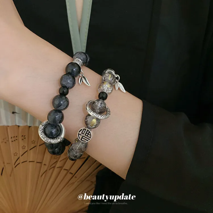 合金玻璃手链 古风串珠手链小众设计手串时尚高级感新中式手饰女