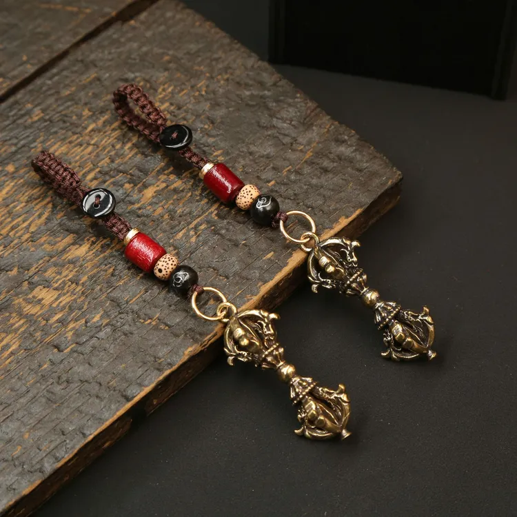 黄铜钥匙扣挂件藏式吊坠钥匙链男女包包汽车钥匙挂件铜工艺品