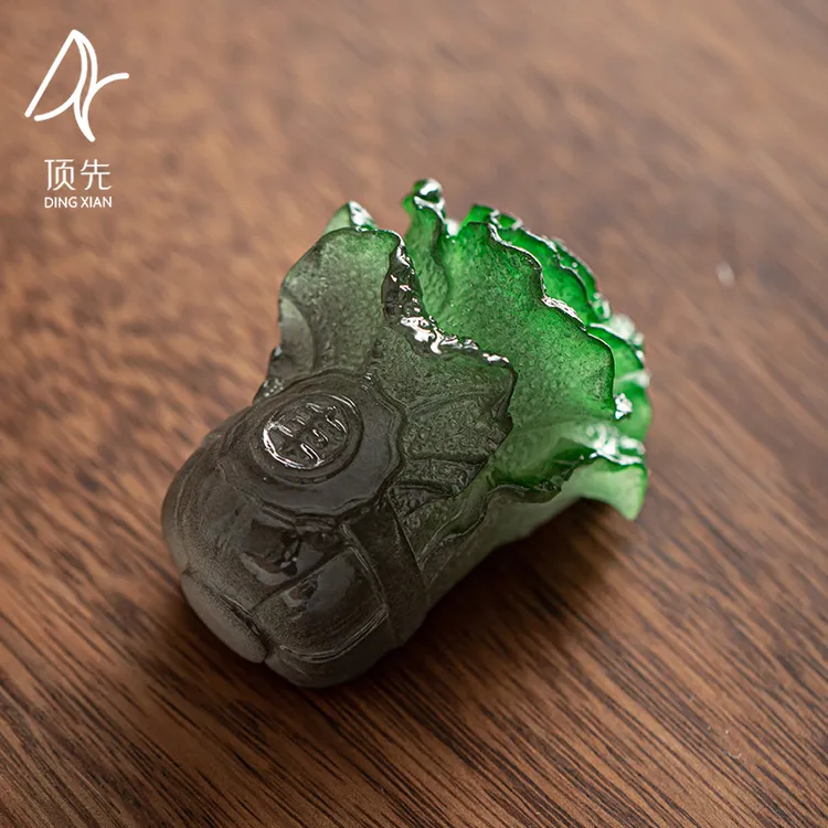 顶先 可爱白菜百财创意变色茶宠个性茶道摆件中式把玩茶玩 A3408