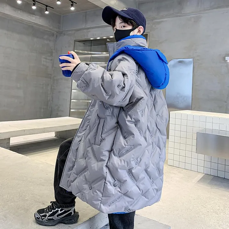 巴拉优选季加厚2024新款大儿童冬装男孩冬款过膝外套长款潮牌百搭