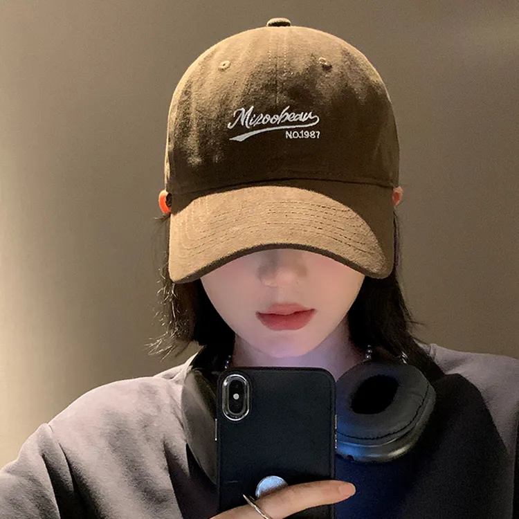 咖色棒球帽女2024新款韩版百搭大头围显脸小深顶宽帽檐鸭舌帽子男