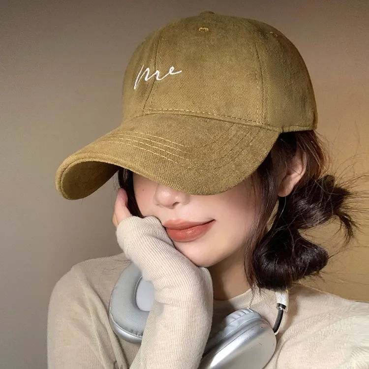 帽子女春秋大头围棒球帽男潮磨毛棉质感百搭运动韩版鸭舌帽显脸小