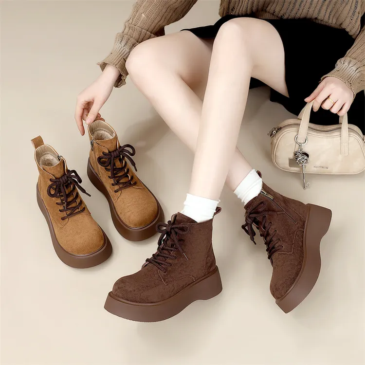 马丁靴女款爆款2025新款正品秋冬加绒棉鞋绒面短靴子厚底鞋勃肯鞋