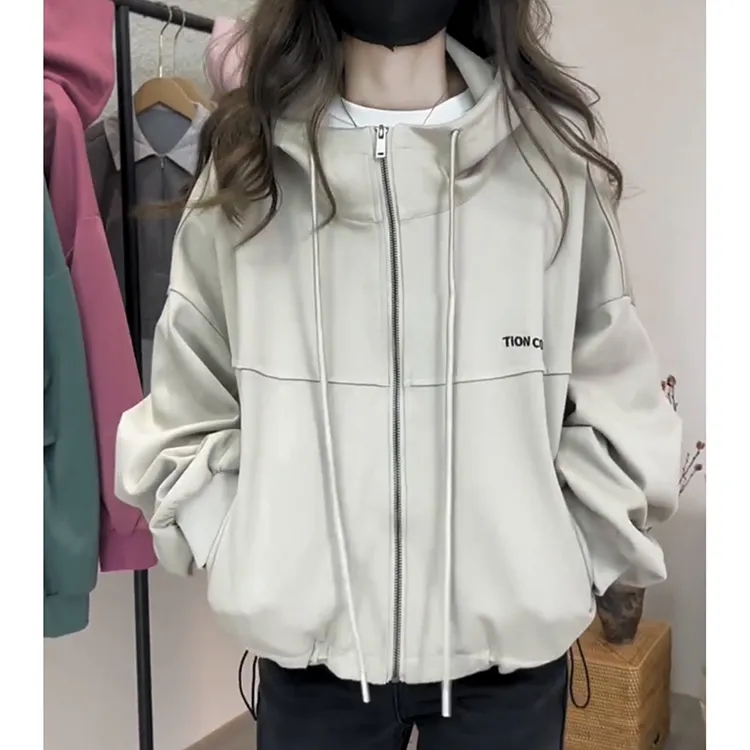 梨形显瘦大码女装卫衣外套夹克2025年春季新款短款开衫洋气遮肉