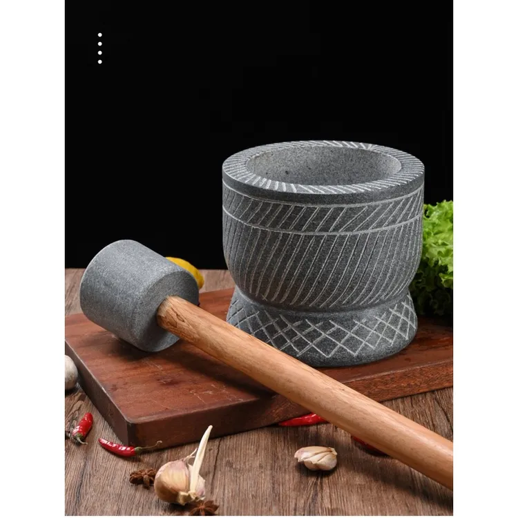 天然石头捣蒜器手工蒜臼子家用研磨器捣药罐蒜泥手动剥蒜器压蒜器