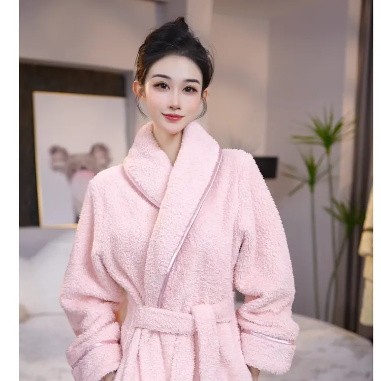 查理夫人【月白】男女同款情侣款固定收腰加绒加厚冬季保暖睡袍