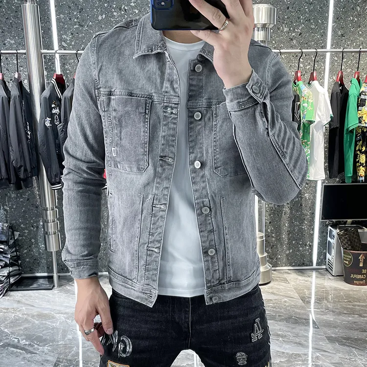 美式复古漫威毒液牛仔外套男士韩版修身欧美潮流帅气刺绣机车夹克