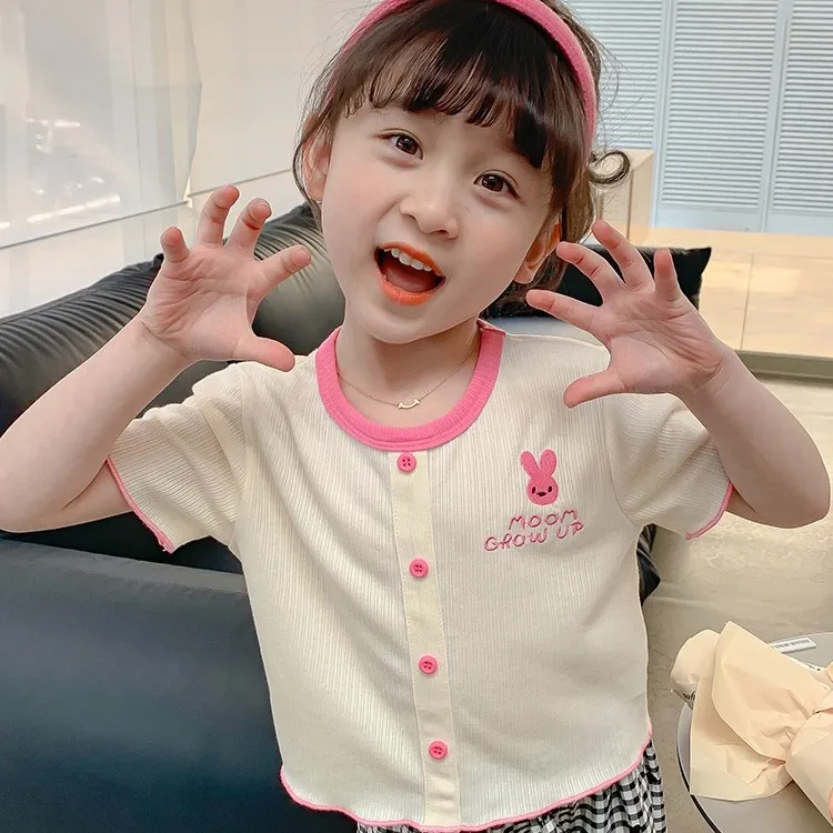 女童t恤短袖夏季2025新款夏装洋气儿童装上衣T女宝宝清新夏款衣服