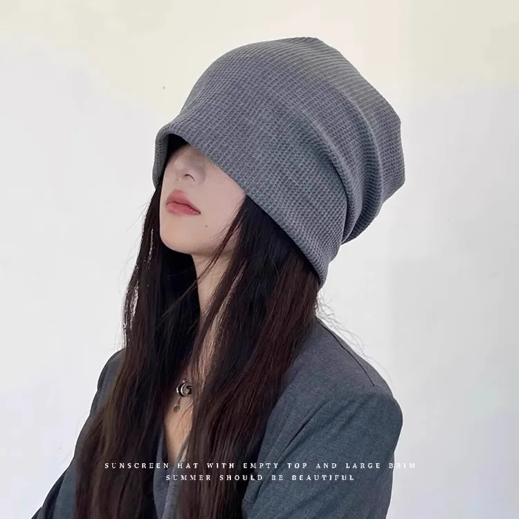 帽子女秋冬大头围针织月子帽网红显脸小堆堆帽冬季潮百搭包头冷帽