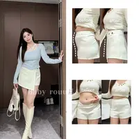 XD麦990781【冬日伴侣】温与柔不规则高腰纯欲辣妹显瘦秋冬加绒裙裤