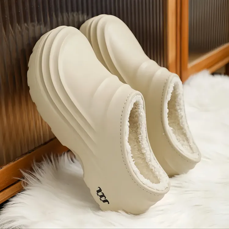 冬季保暖防滑棉鞋加绒加厚男女款厨师鞋防水防油一脚蹬软底工作鞋