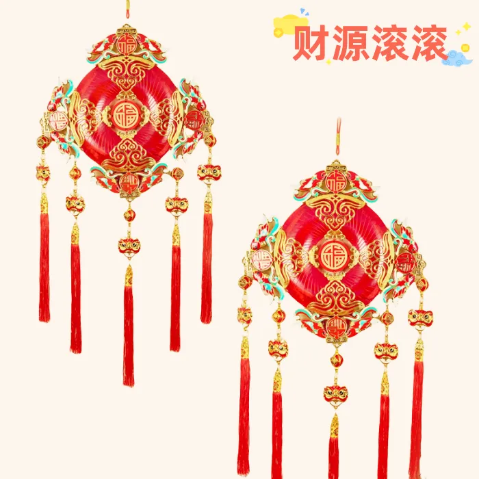 2025乔迁新年发光景泰蓝双鱼福玄关背景红红火火春节必备装饰挂件