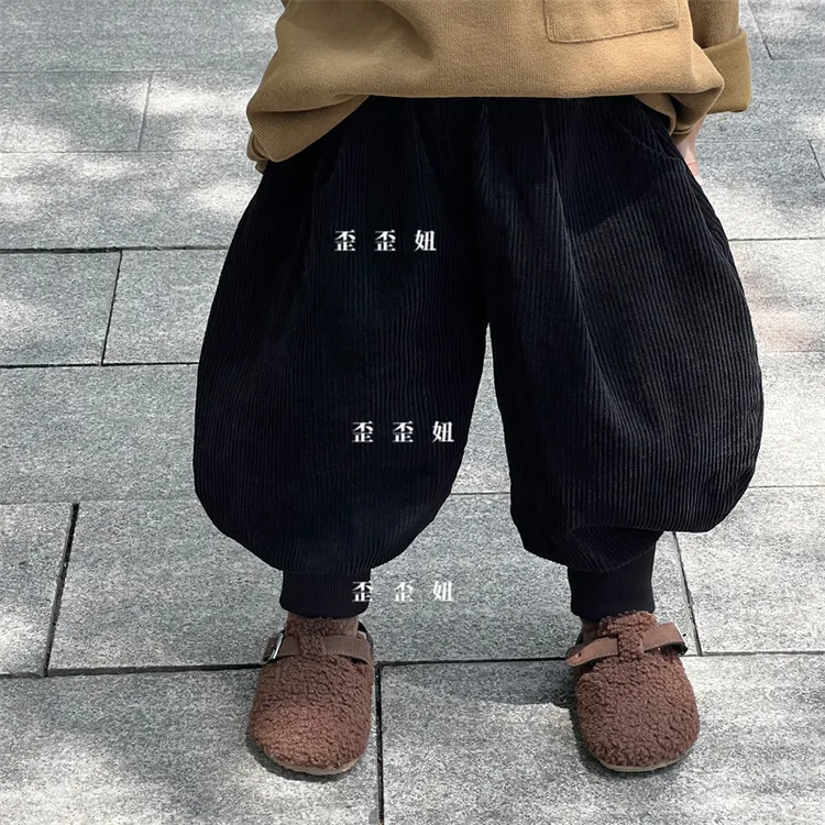 儿童2025秋冬新款加绒束脚裤男女童洋气时髦收脚裤小童宝宝灯笼裤