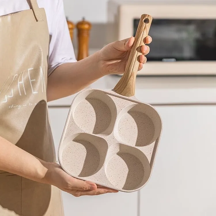 四孔煎蛋锅鸡蛋汉堡锅早餐锅煎蛋神器家用不粘锅平底锅加深麦饭石