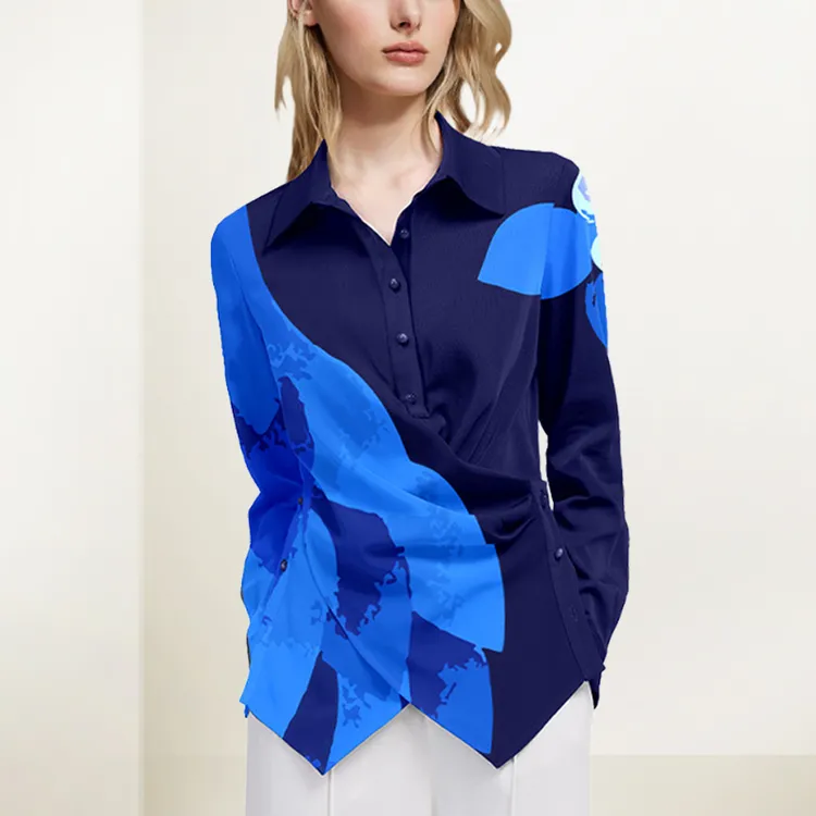 修身优雅早秋冬小众设计感衬衫女2025新款时尚不规则别致长袖上衣