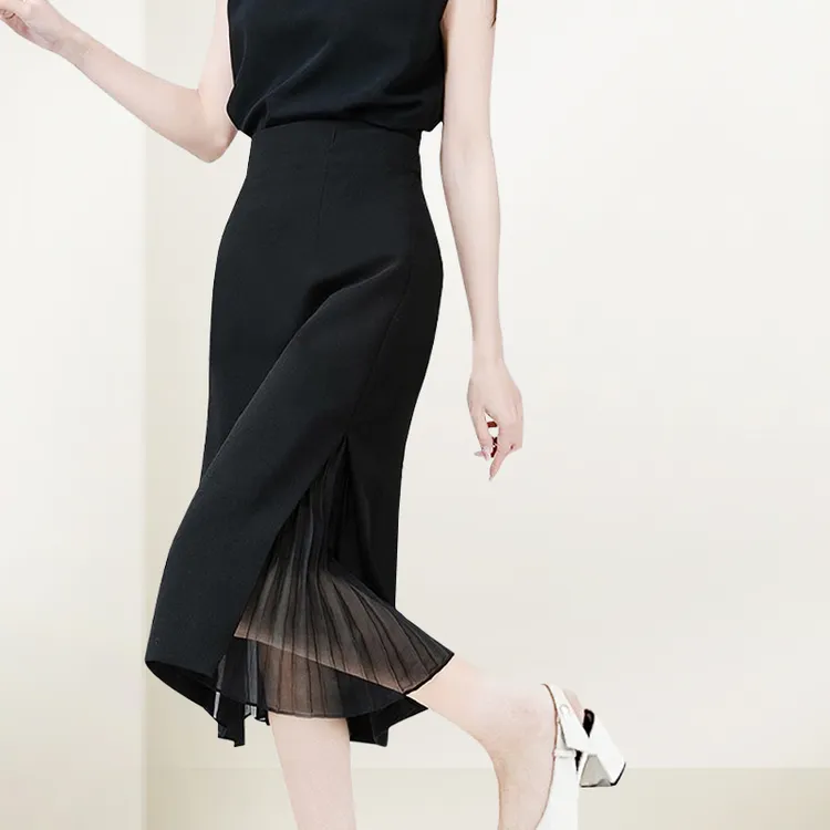 不规则开叉半身裙女2025年夏新款高级感名媛小香风高腰显瘦包臀裙