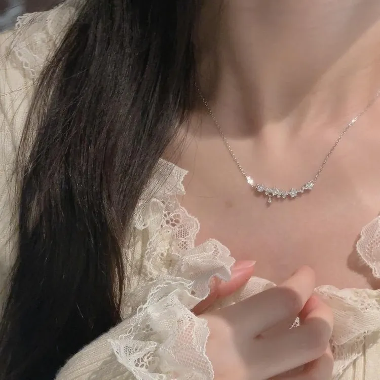坠链均925银合成锆石 纯银【紫藤花】轻奢项链女款纯银节日送女友
