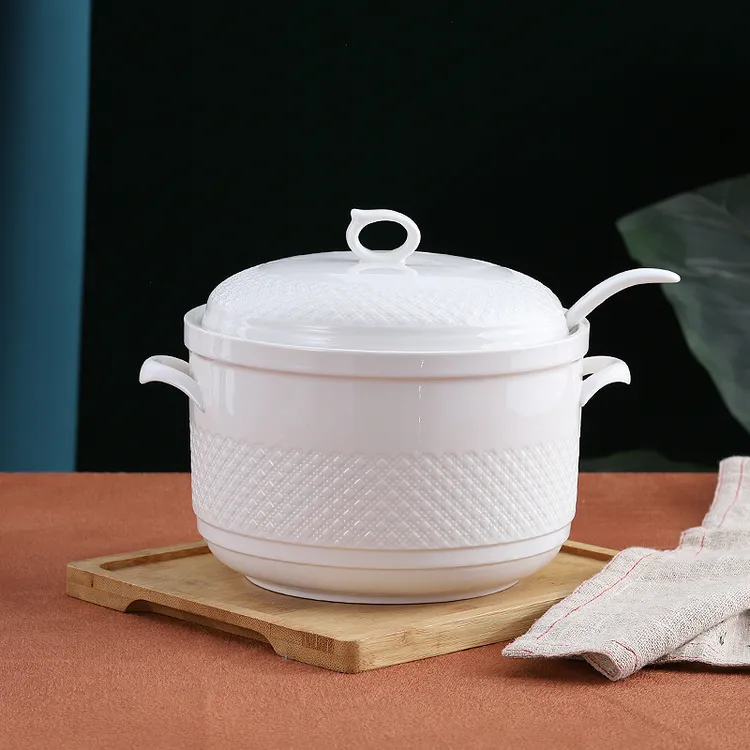 [直播]简约陶瓷大容量猪油罐双耳高档钻石储油罐3斤5斤