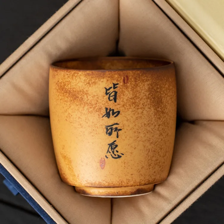 私人Logo茶杯刻字柴烧功夫茶杯主人杯单杯茶具生日礼物伴手礼杯子